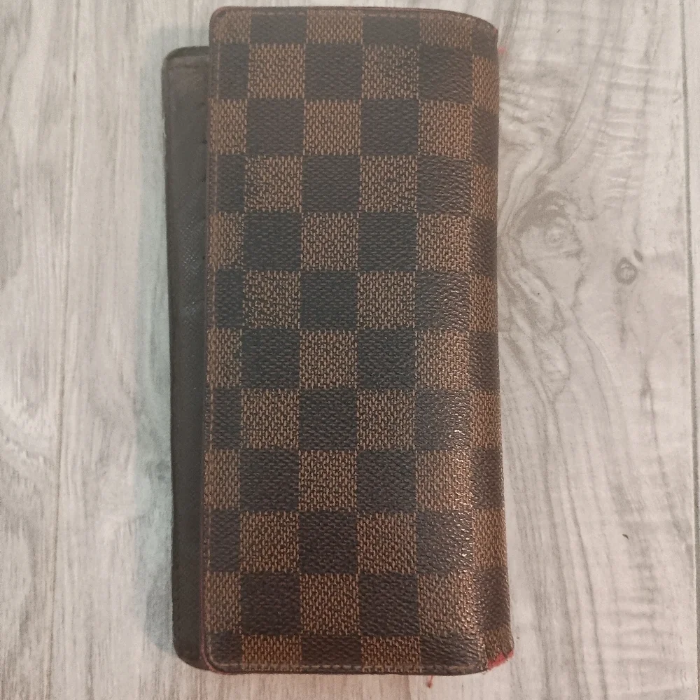 Vintage Louis Vuitton Damier Brazza Wallet BrownBi-Fold Large Authentic Check